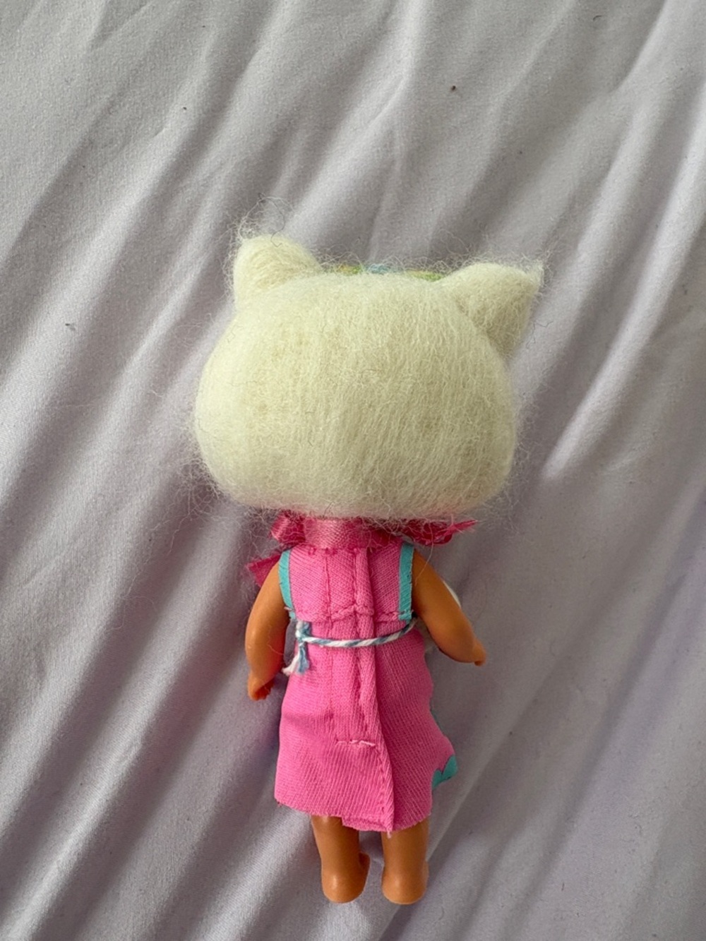 Cute Cat-Head Doll in Pink Floral Dress - Picture 5 of 6